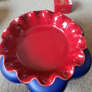 Vintage 2 tone Emile Henry pie plate.